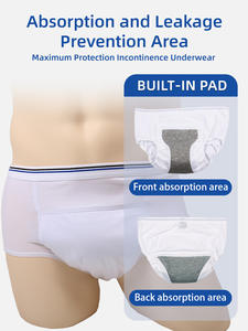 Aidingcare Großhandel Waschbare Herren Inkontinenzunterwäsche aus 100% Baumwolle Schutzslips Inkontinenzunterwäsche - Product Image 2