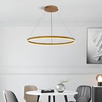Lustre LED circulaire moderne en or, lampe suspendue à intensité variable pour salon, salle à manger, hall d'entrée, décoration intérieure