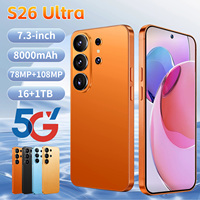 Téléphones Mobiles S26 Ultra Écran Complet 7,3 Pouces 16 Go de RAM 1 To de ROM Android 15 Double Appareil Photo 78MP 108MP Batterie 8000 mAh Vente en Gros