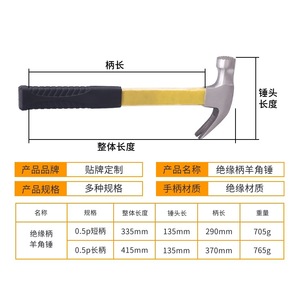 Multifunctional iron hammer plus magnetic claw hammer industrial grade insulated handle wholesale explosion-proof hammer - Product Image 4