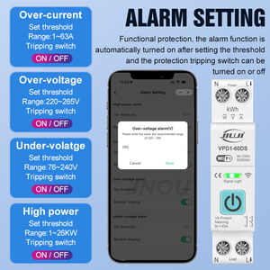 Interruptor Inteligente WiFi JIUJI <span class=keywords><strong>para</strong></span> Riel DIN, <span class=keywords><strong>para</strong></span> Iluminación, Bomba y Ventilador, Monitoreo <span class=keywords><strong>de</strong></span> kWh en Tiempo Real, Alarma <span class=keywords><strong>de</strong></span> Sobrecorriente, Interruptor Compatible con Alexa - Product Image 4