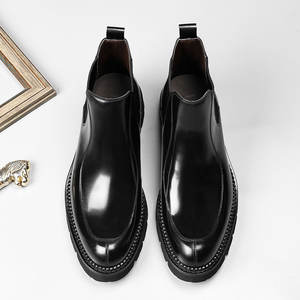 Zapatos de tacón alto personalizados de otoño con cordones, de cuero genuino de vaca brillante pulido y grabado, con tacón de bloque, ligeros y de suela gruesa. - Product Image 2