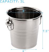 Seau à glace en acier inoxydable Seau à champagne Refroidisseur de boissons en métal Seau à glace en acier inoxydable avec anneau en fer 3L
