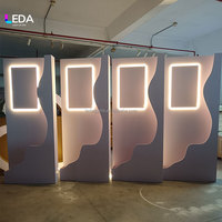 LEDA Produk Terbaru Stand Backdrop LED Akrilik Putih Modern Klasik dengan Papan Selamat Datang untuk Dekorasi Pesta Pernikahan