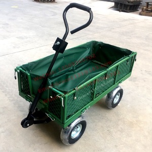 Chariot de jardin robuste en maille OEM 1110X520X1015mm, capacité de charge 350KG, remorque à quatre roues pour le transport d'outils de jardin - Product Image 1