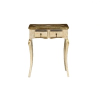 Table console en bois sculptée à la main avec tiroirs |   Bureau d'écriture blanc antique |   Meuble d'entrée et coiffeuse vintage
