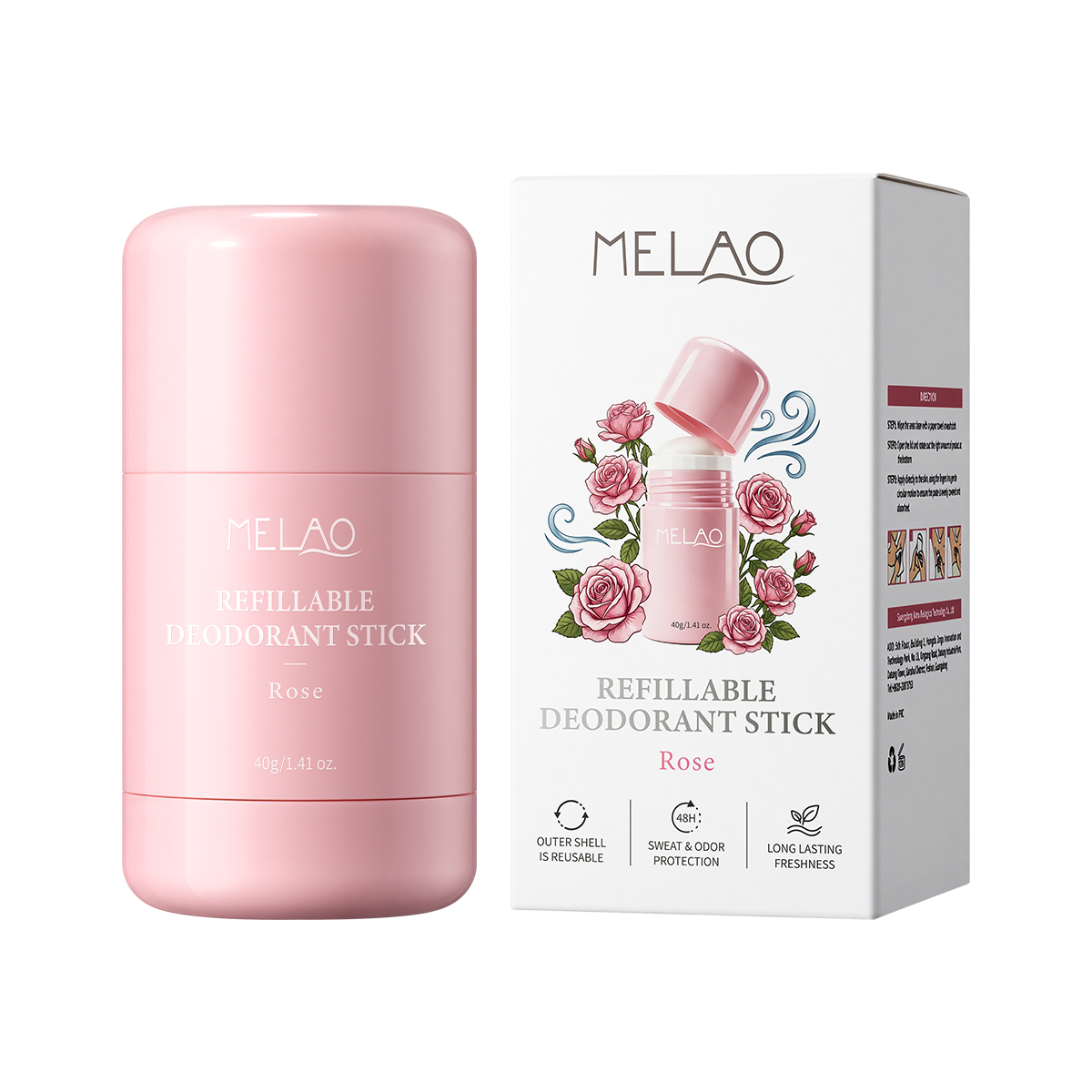 Refillable Deodorant Stick(Rose)