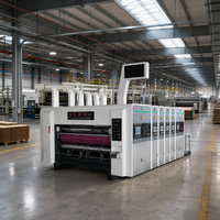 Ligne de production automatique de carton ondulé avec imprimante flexographique, découpeuse, plieuse, encollatrice et empileur de paquets