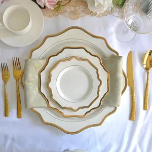 Atacado tv mesa de jantar preta-Sy jantar irregular cerâmica conjuntos de jantar, mesa de servir louças