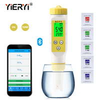 Testeur de pH/température intelligent Bluetooth 2 en 1, compensation automatique de la température, testeur BLE-P-3 alimenté par une application mobile