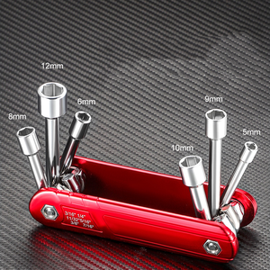 Juego de Llaves Plegables Compactas Rojas con Puntas Hexagonales de Acero al Cromo Vanadio, Herramienta Manual de Doble Extremo para Reparación de Bicicletas - Product Image 2