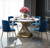 Table de bar ronde en marbre doré brillant de haute qualité pour boîte de nuit