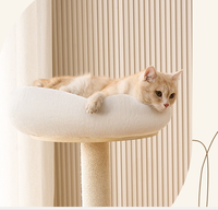 Arbre à chat en bois de chêne avec poteaux à gratter en sisal, style japonais, gain de place, durable, tour pour chat, idéal pour les grands chats adultes d'intérieur, stable