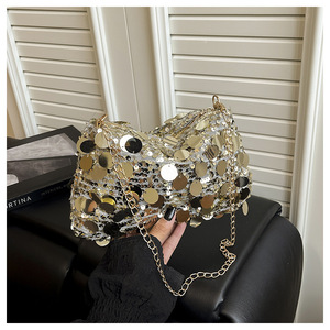 Wholesale Sparkle <b>Woman</b> Party <b>Bags</b> Luxury Sequin Handbag Fashion Chic Small Shoulder <b>Bag</b> with <b>Gold</b> Silver Paillettes - Product Image 6