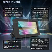 Lumière stroboscopique LED blanche RGB avec boîtier métallique, 1~30Hz, flash, gradation 32 bits, DMX512 RDM, lampe à effet de scène pour boîte de nuit