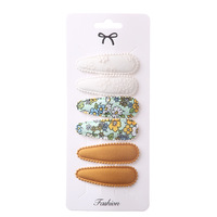 Ins – épingles à cheveux en forme de gouttelette d'eau pour filles, 6 pièces/ensemble, cheveux bouclés, fleur douce, épingles à cheveux, tissu brodé, pince à cheveux