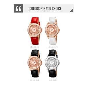 Women's quartz watch Minimalist diamond dial leather strap wristwatch 30M waterproof elegant dress watch - Product Image 3