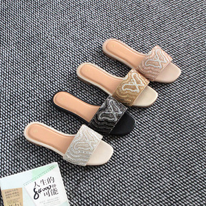 Sandalias de Verano de Alta Calidad para Mujer, con Punta Abierta, Transpirables, con Pedrería, Duraderas y Ligeras, MOQ Bajo - Product Image 1
