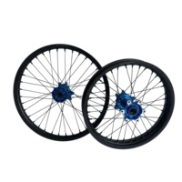 Roues de moto tout-terrain Surron Ultra Bee 21/18 pouces, roues à rayons noires, moyeu bleu, pour enduro