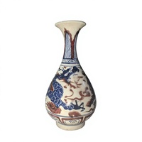 Vase en porcelaine rouge, bleu et blanc sous glaçure haute température, motif dragon chinois fait main, vase Guanyin pour la décoration intérieure et la collection