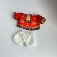 Ensemble de vêtements personnalisés pour poupée en peluche : haut imprimé style chinois et short blanc pour ours en peluche, tenue de déguisement