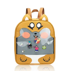 Mochila de couro pu da forma personalizada, bolsa da inserção da janela do display