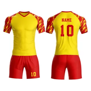 Wholesale 100% Polyester Cheap Yellow Sublimation Custom Football Shirt Soccer Jersey