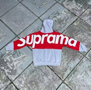Suprama Men's Black Hooded <b>Sweatshirt</b> 100% cotton Oversized Streetwear Cotton Knitted Back Logo Print Autumn Regular Fit - Product Image 2