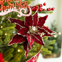 26CM Fleece Weihnachtsbaum-Dekoration Blumen Umweltfreundliche Langlebige Weihnachtsparty Feiertagsdekoration Blume Romantische Ornamente