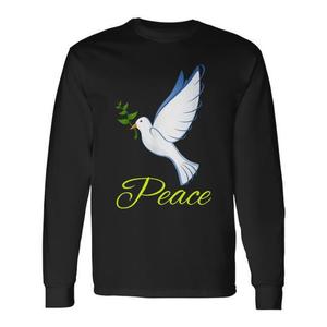 T-shirt à manches longues avec symbole de paix colombin et branche d'olivier - Product Image 1