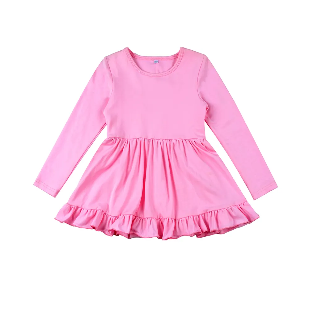 New Arrival Fashionable Long Sleeve Ruffle Dress for Girls 2-12 Years Old 2025 Generation for Spring Season