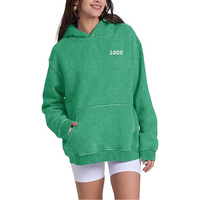 Sweat à capuche oversize épais pour femme, délavé à l'acide, avec badge brodé personnalisé, style sportswear