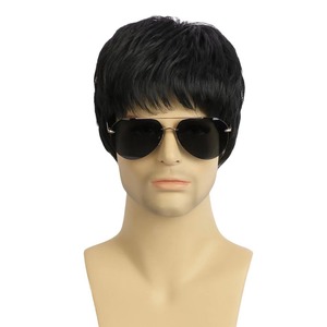 Prezzo di fabbrica all'ingrosso alla moda <span class=keywords><strong>parrucca</strong></span> maschile tutti i giorni o partito nero marrone capelli corti naturali capelli lisci parrucche capelli sintetici parrucche - Product Image 5