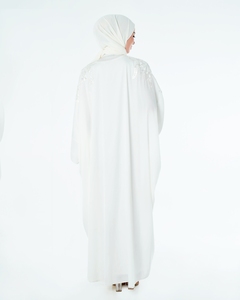 SIPO Eid Dubai Style Premium Muslim Women Abaya Dress Handmade Pattern Beaded Embroidered Satin Abaya Kimono Islamic Clothing - Product Image 3