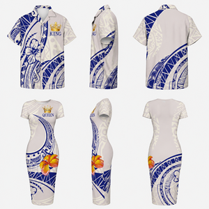 Robe moulante mi-longue à imprimé tribal polynésien personnalisé pour <span class=keywords><strong>femme</strong></span>, manches courtes, idéale pour les fêtes insulaires, vente en gros par les fabricants de vêtements chinois - Product Image 2