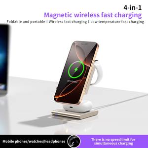 Nuovo Caricatore Wireless Magnetico Multifunzionale in Metallo a Forma di <span class=keywords><strong>Z</strong></span> 4 in 1, Supporto Pieghevole, Caricatore Max 15W con Luce C41 - Product Image 3