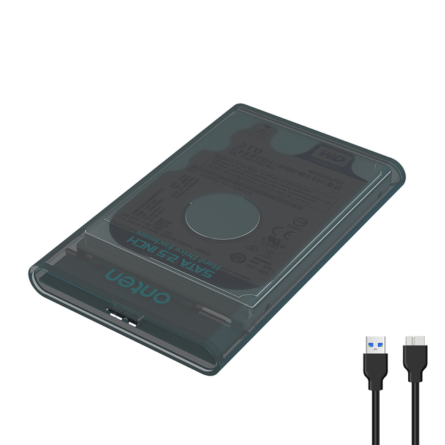 Hard Drive External HDD Enclosure 2.5 Inch USB 3.0 5Gbps SATA HD Box Plastic Case with 2 in 1 Cable for Laptop Desktop OTN-UHD2