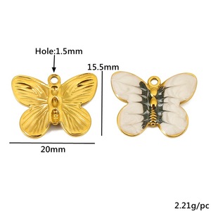 Dijes de mariposa esmaltados de acero inoxidable, colgantes coloridos para accesorios de joyería DIY, colgantes de moda unisex - Product Image 2