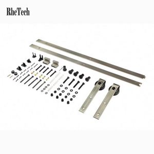 WEKIS 6.6 FT Satin Nickel Brass Carbon Steel J Shape Door Hanger Barn Door Hardware Kits Electric <b>Remote</b> <b>Control</b> Easy Screw - Product Image 4