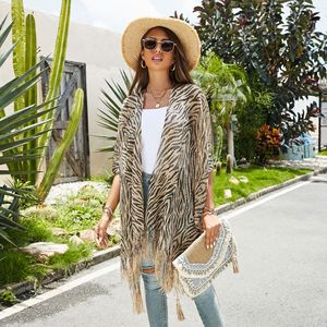 Beo in Sheer ánh sáng Bikini bơi bao gồm lên khăn choàng kaftan mở Kimono cardigan dài vest Leopard Tiger Cheetah bãi biển Khăn choàng - Product Image 3