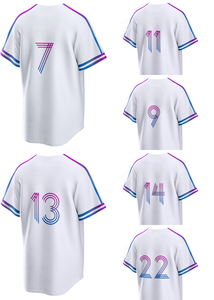 เสื้อเบสบอลทีมชาติอเมริกาสีขาวแบบเย็บติดกันราคาประหยัดสำหรับผู้เล่น ปี 2026 รุ่น <span class=keywords><strong>New</strong></span> <span class=keywords><strong>City</strong></span> # 7 # 13 # 9 # 11 # 14 # 22 ไลท์ คัสตอม - Product Image 5