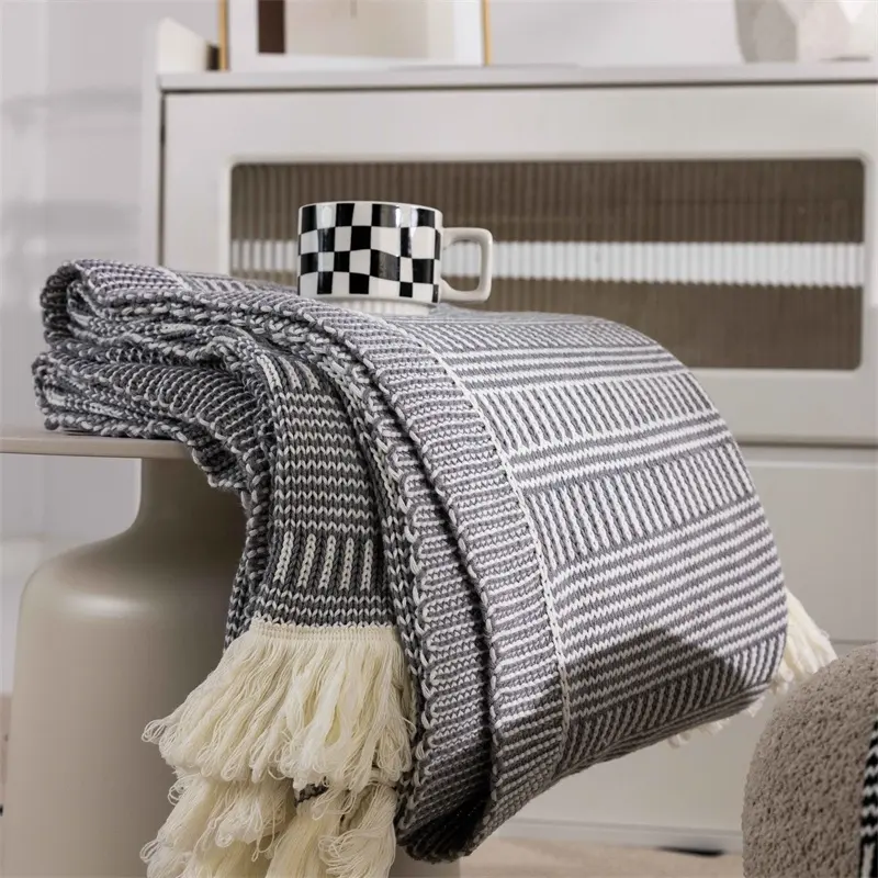 Modern tarzı jakarlı örme atmak battaniye ev dekorasyon kanepe ve seyahat için otel battaniye BL