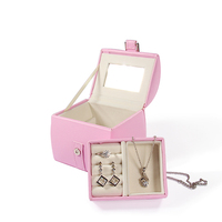 FSD 2026 Vente Flash : Boîte à Bijoux Portable de Luxe en Cuir PU Fait Main Rose & Organisateur de Rangement pour Bagues et Pendentifs, Étui de Voyage