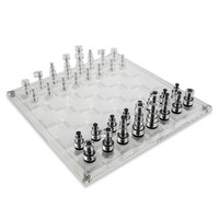 JEU D'ÉCHECS 3D en acrylique de luxe Table basse décorative pièce maîtresse jeu de société en Lucite dorée