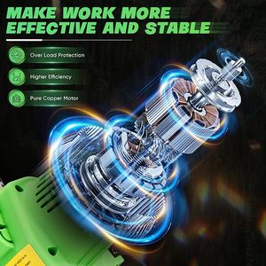 Mini tronçonneuse sans fil 21V 600W, autonomie de 8 heures, protection contre les reculons, verrou de sécurité, largeur de coupe de 15 cm pour la taille des branches - Product Image 2