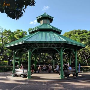 Décor de jardin extérieur moderne et concis Grand gazebo Dôme Rectangle Colonne Cadre Clôture Fer forgé Pavillon octogonal vert - Product Image 2