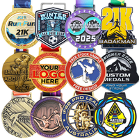 Medalla de Maratón Personalizada de Aleación de Zinc, Esmalte Suave 3D, Premio Deportivo para Corredores, Chapada en Oro con Cinta Personalizada