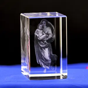맞춤형 3D 레이저 크리스탈 블록 종교 선물