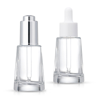 Flacon en verre transparent de 30 ml / 100 ml avec compte-gouttes, fond épais, pour sérum de soin de la peau, personnalisable