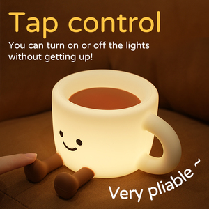 Lámpara Nocturna LED Recargable con Control Táctil, en Forma de Taza de Silicona, con Patrón Colorido, para Dormitorio - Product Image 2